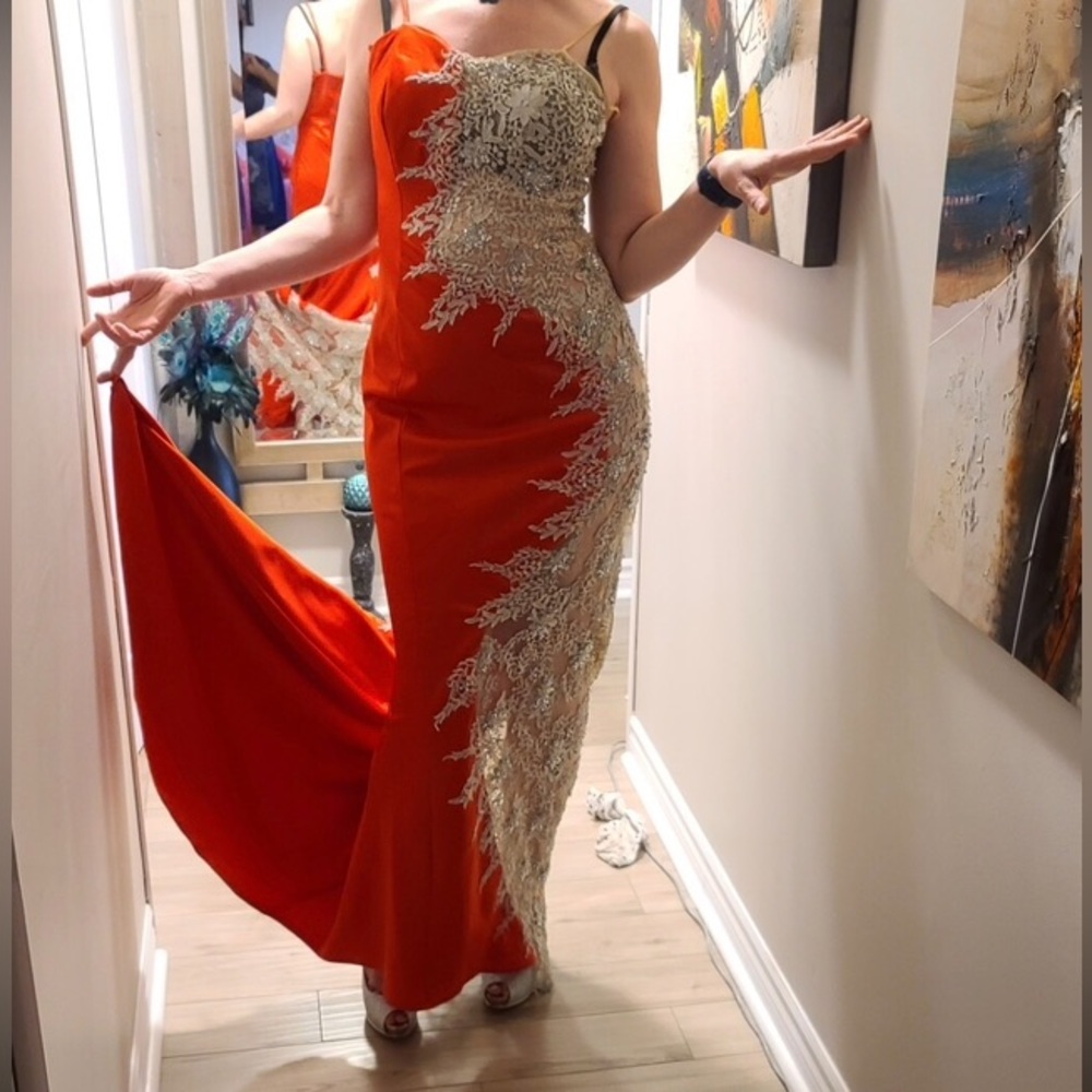 Lace and Satin Gown with train